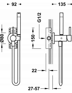TRES BATERIA PODTYNKOWA Z ZESTAWEM NATRYSKOWYM STALOWA MAX-TRES 134122AC 2