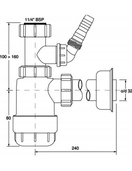 McAlpine Syfon umywalkowy butelkowy niski HC2WM-32