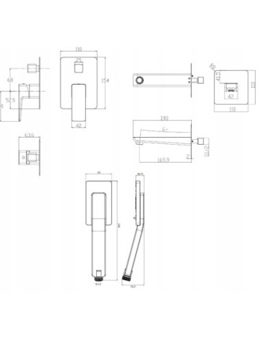 OMNIRES Parma Zestaw prysznicowy podtynkowy SYSPMW01BL