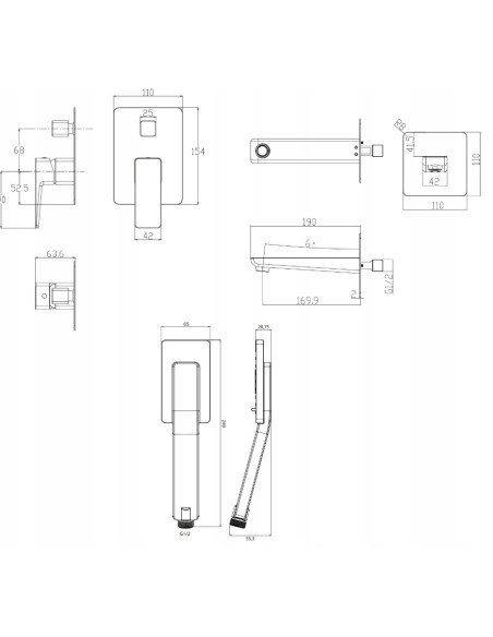 OMNIRES Parma Zestaw prysznicowy podtynkowy SYSPMW01BL