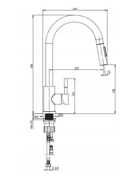 DEANTE Bateria kuchenna stojąca Lima czarny BBM_N72M
