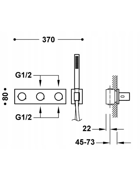 TRES B-System Bateria termostatyczna podtynkowa 4-drożna 30735401
