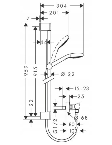 HANSGROHE Vario Zestaw prysznicowy system Croma Select E 27082400
