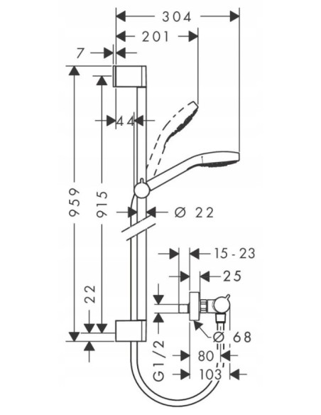 HANSGROHE Vario Zestaw prysznicowy system Croma Select E 27082400