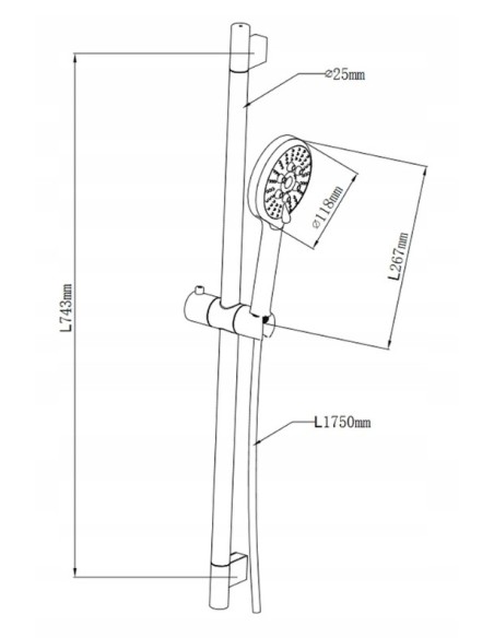 OMNIRES Zestaw prysznicowy suwany chrom RIBBON-SCR