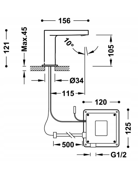 TRES Electronica Elektroniczna bateria 1-drożna umywalkowa 20560301