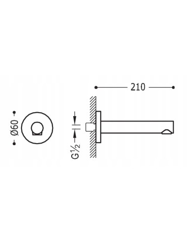 TRES Compl Griferia Wylewka stała naścienna 06117202