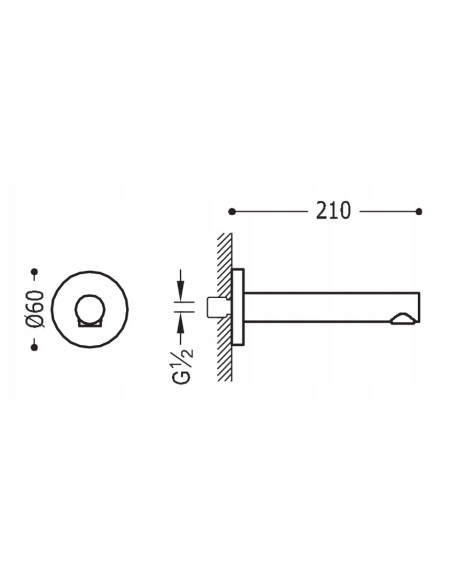 TRES Compl Griferia Wylewka stała naścienna 06117202