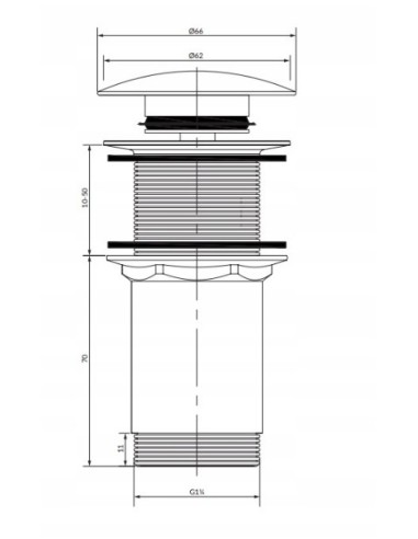 OMNIRES Korek klik-klak do umywalki bez przelewu A716CPB