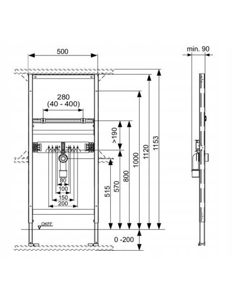 TECE Profil Stelaż podtynkowy umywalkowy 9310000