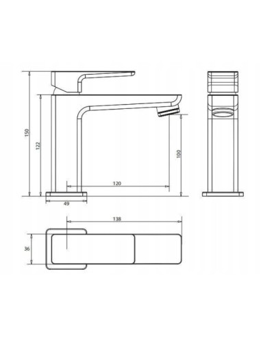 OMNIRES Parma bateria umywalkowa grafit PM7410GR