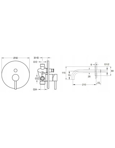 OMNIRES Zestaw wannowy podtynkowy CHROM SYSYW01CR