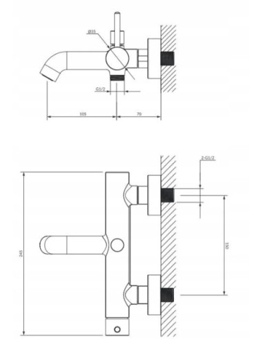 OMNIRES Y GRAFIT bateria wannowa z zestawem prysznicowym Y1231GR
