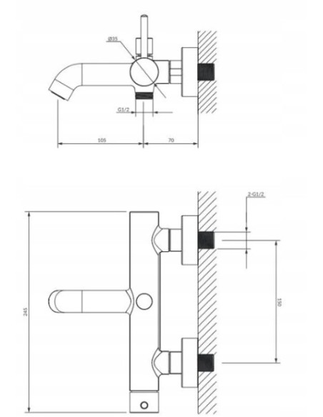 OMNIRES Y GRAFIT bateria wannowa z zestawem prysznicowym Y1231GR