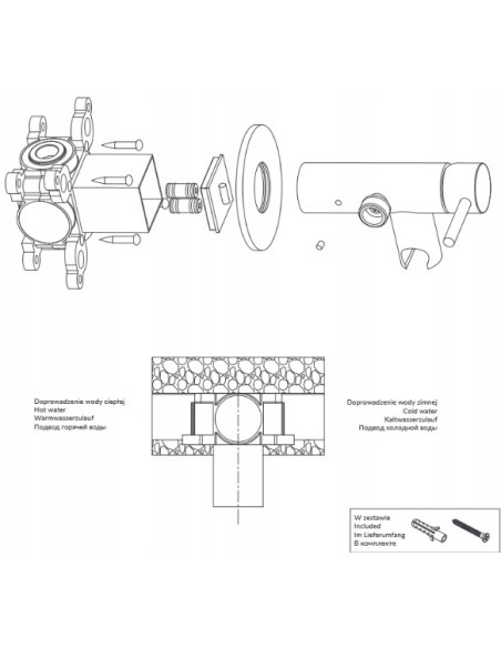 Bateria bidetowa podtynkowa Omnires GRAFIT SYSYBI2GR