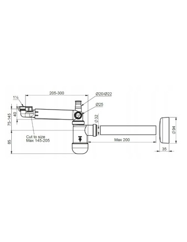 Syfon do umywalki biały przyścienny 1710024 PREVEX