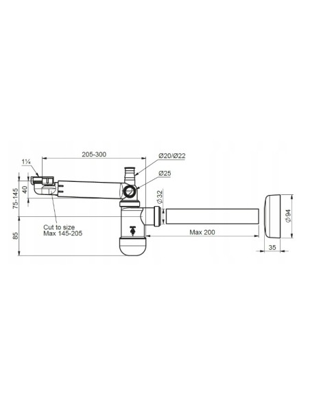 Syfon do umywalki biały przyścienny 1710024 PREVEX
