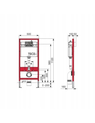 Tece Base Stelaż do WC H112 9400407 + wsporniki