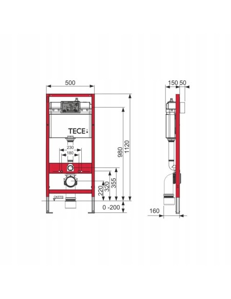 Tece Base Stelaż do WC H112 9400407 + wsporniki