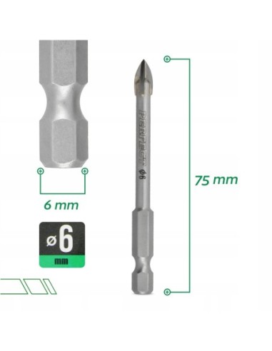 Wiertło do szkła 6,0 x 75 mm Stalco S-72174