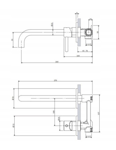 OMNIRES Bateria umywalkowa podtynkowa 21.5 cm złoty szczotkowany Y1215HLGLB