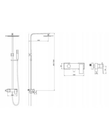 OMNIRES Parma system prysznicowy natynkowy grafit PM7444GR
