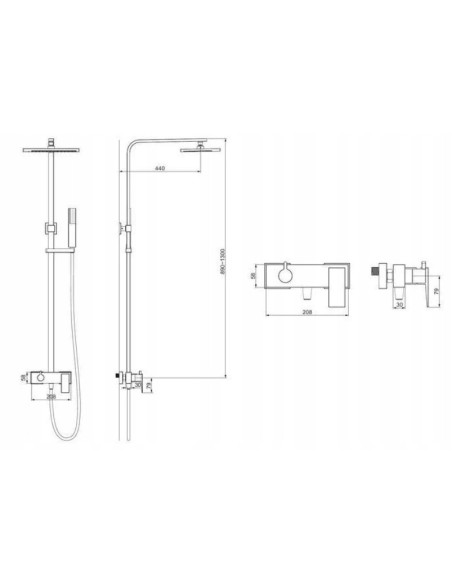 OMNIRES Parma system prysznicowy natynkowy grafit PM7444GR