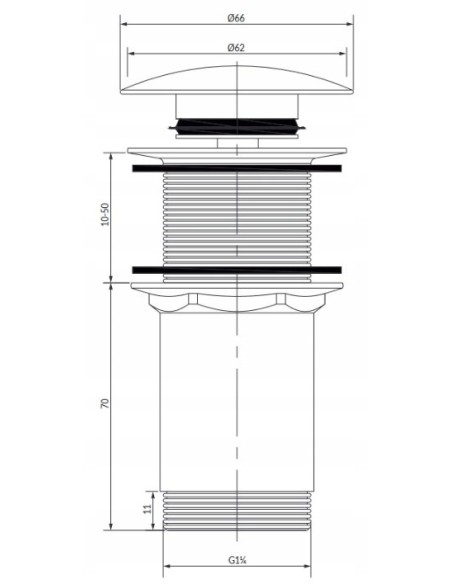OMNIRES korek bez przelewu klik-klak złoty szczotkowany A716GLB