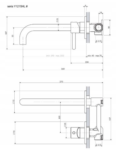 OMNIRES Y Bateria umywalkowa podtynkowa Y1215HLCR