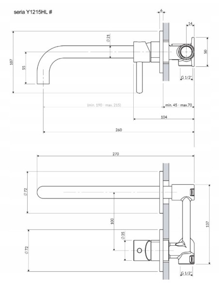 OMNIRES Y Bateria umywalkowa podtynkowa Y1215HLCR