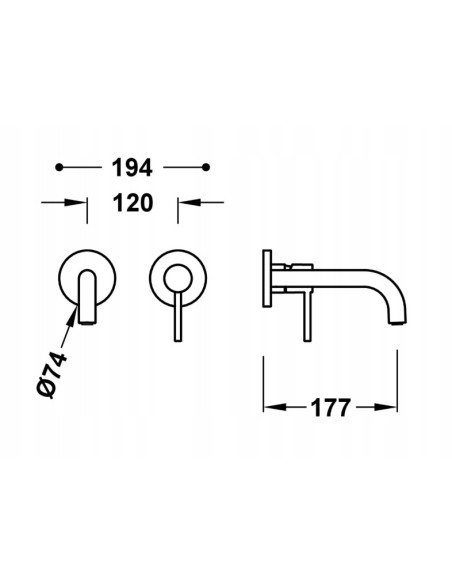 Tres Study Bateria umywalkowa podtynkowa stal 26230021AC