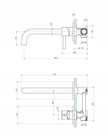 OMNIRES bateria umywalkowa podtynkowa z długą wylewką Y1215HLCPB