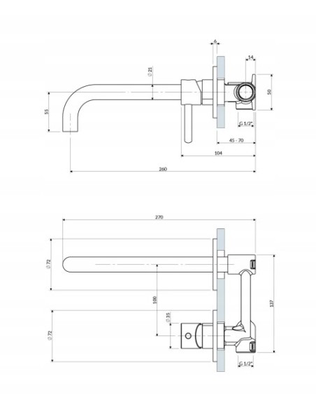 OMNIRES bateria umywalkowa podtynkowa z długą wylewką Y1215HLCPB