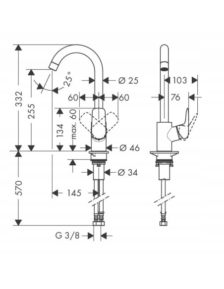 HANSGROHE Logis bateria kuchenna chrom 71835000