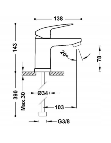 TRES Base Plus Bateria umyw. czarny mat 21610303NM