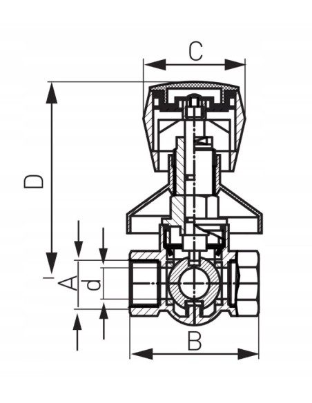 FERRO Zawór kulowy podtynkowy nakrętno-nakrętny z pokrętłem i rozetą KPP1P