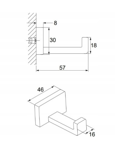 OMNIRES Haczyk wieszak na ręcznik czarny Darling DA70110BL