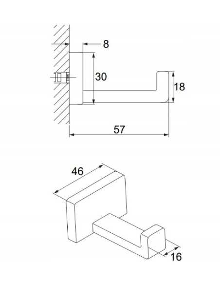 OMNIRES Haczyk wieszak na ręcznik czarny Darling DA70110BL