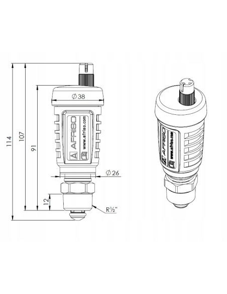 Odpowietrznik automatyczny Afriso R1/2" z zaworem stopowym i Aquastop
