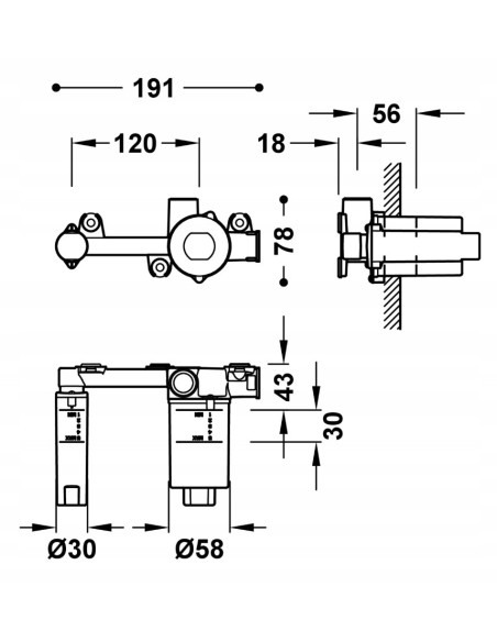 TRES Element podtynkowy baterii umywalkowej 20830002
