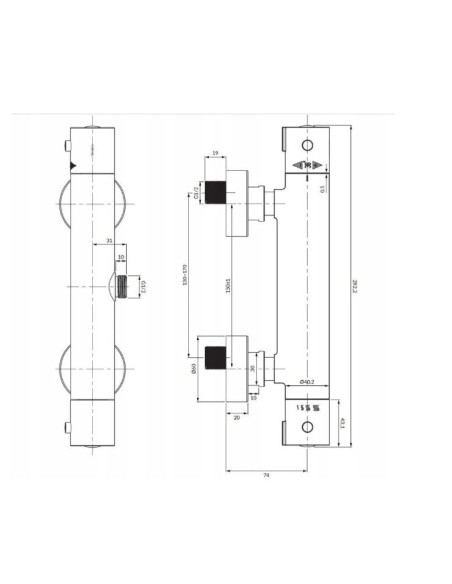 OMNIRES Y Bateria prysznicowa termostatyczna chrom Y1246XCR