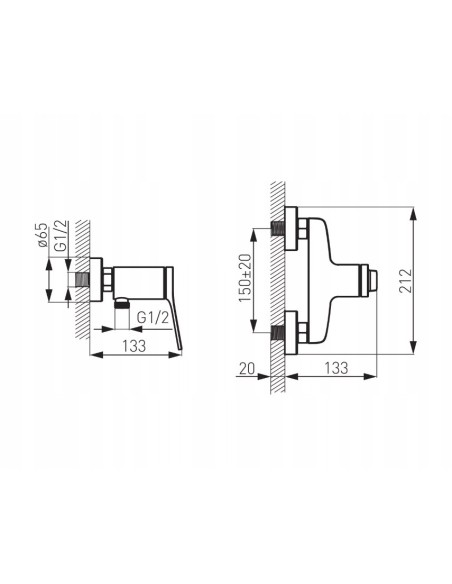Ferro Stratos Bateria natryskowa ścienna BSC7