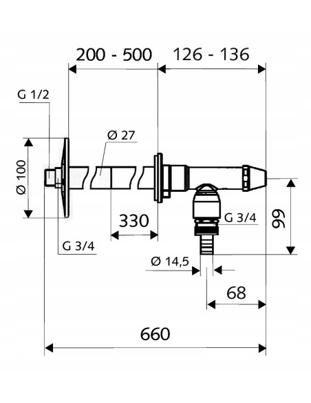 Zawór grzybkowy Schell 1/2'' dłuższy 039970399