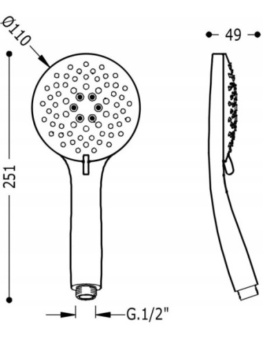 Tres Exclusive rączka przysznicowa srebrny 29974901