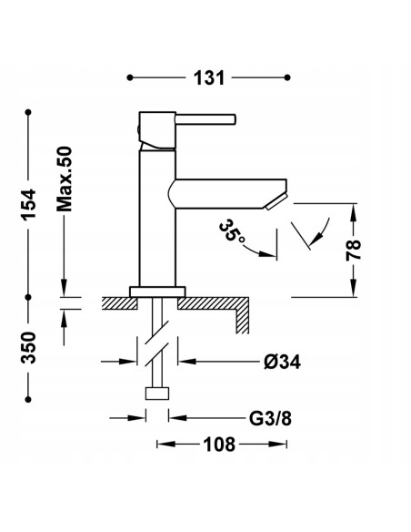 Bateria umywalkowa stojąca Tres srebrny 06260301