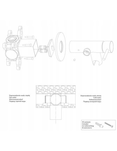 Bateria bidetowa podtynkowa Omnires nikiel szczotkowany SYSYBI2NI