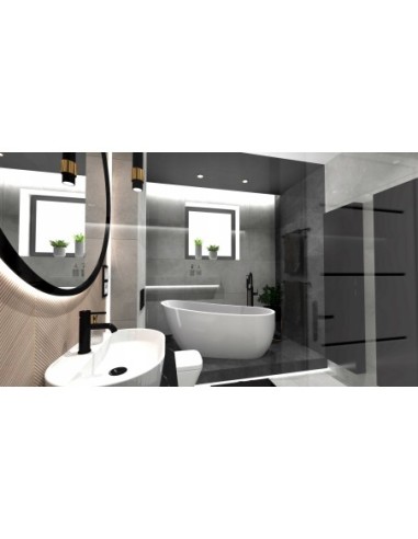 Bateria wannowa 5-otworowa podtynk OMNIRES czarny czarny półmat Y1237-1BL