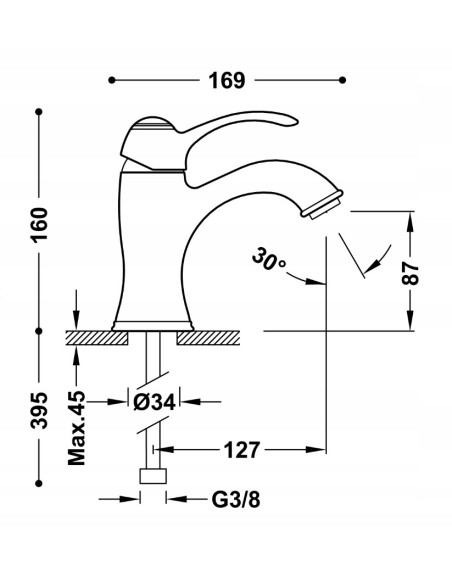 Tres Classic Bateria umywalkowa stojąca srebrny 24210301