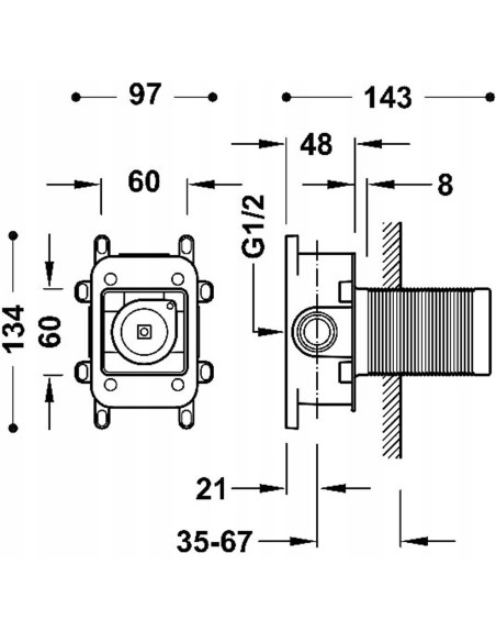 TRES RAPID-BOX Podtynkowy korpus 1-drożny z regulacją do baterii 20827810