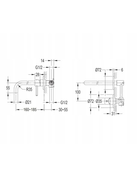Bateria umywalkowa podtynkowa Omnires złoty Y1215HGL